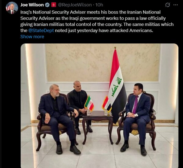 واکنش سناتور آمریکایی به توافق امنیتی تهران-بغداد:عراق درحال واگذاری «کنترل کامل کشور» به شبهنظامیان مورد حمایت ایران است