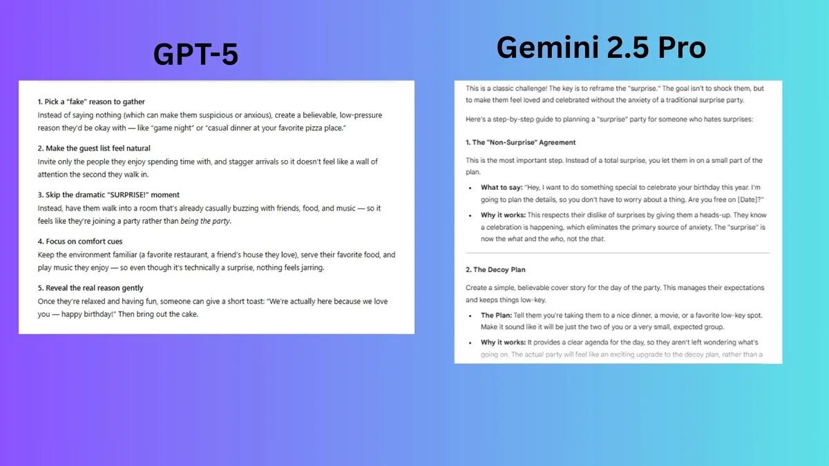 کدام یک پیروز میدان است، ChatGPT-۵ یا  Gemini ۲.۵؟