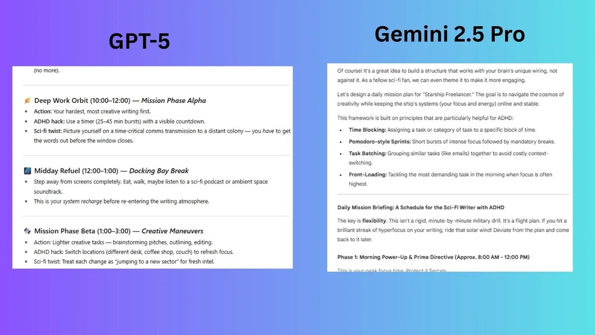 کدام یک پیروز میدان است، ChatGPT-۵ یا  Gemini ۲.۵؟