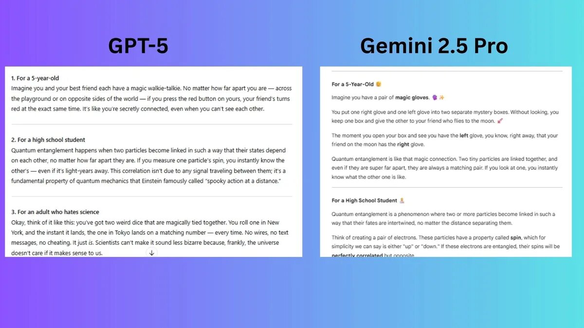 کدام یک پیروز میدان است، ChatGPT-۵ یا  Gemini ۲.۵؟