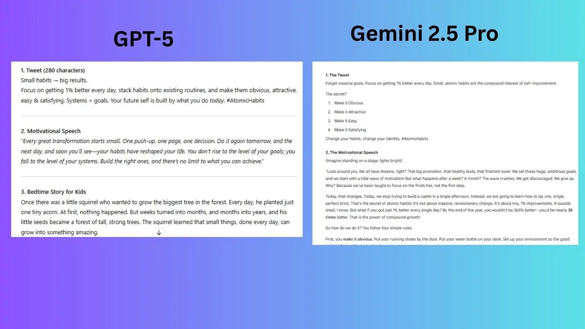 کدام یک پیروز میدان است، ChatGPT-۵ یا  Gemini ۲.۵؟