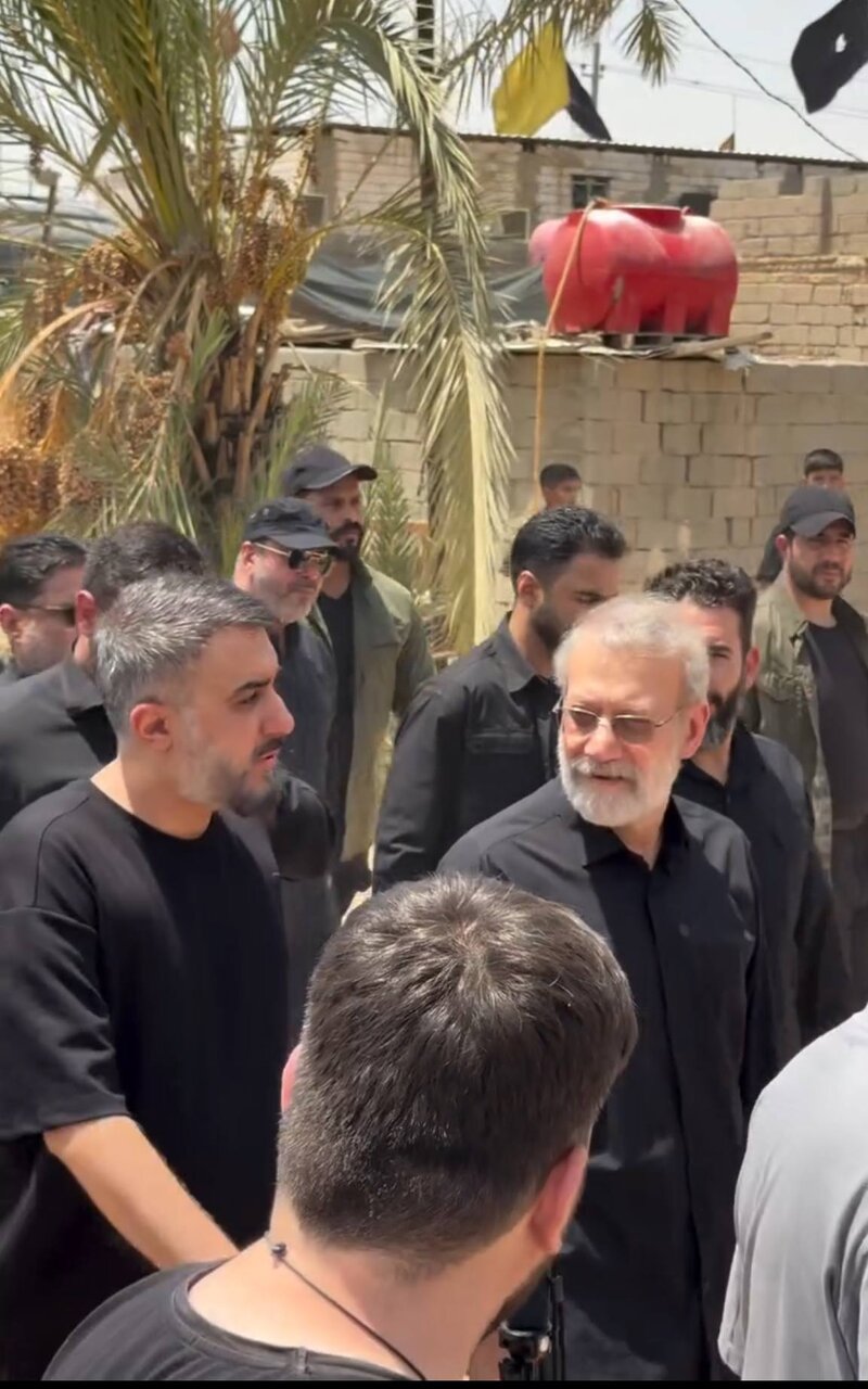 همراهی مداحی معروف با علی لاریجانی در مسیر کربلا + تصاویر