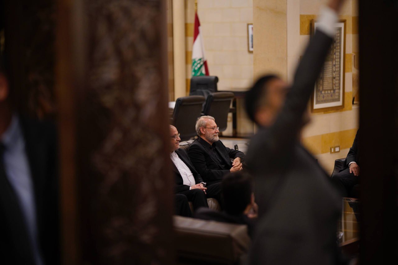 تصاویر دیدار لاریجانی با نخست وزیر لبنان/ اخم نواف سلام و لبخند لاریجانی سوژه رسانه ها شد + عکس