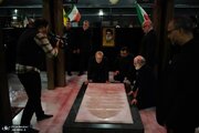 اولین تصاویر رسمی از حضور علی لاریجانی بر سر مزار سیدحسن نصرالله