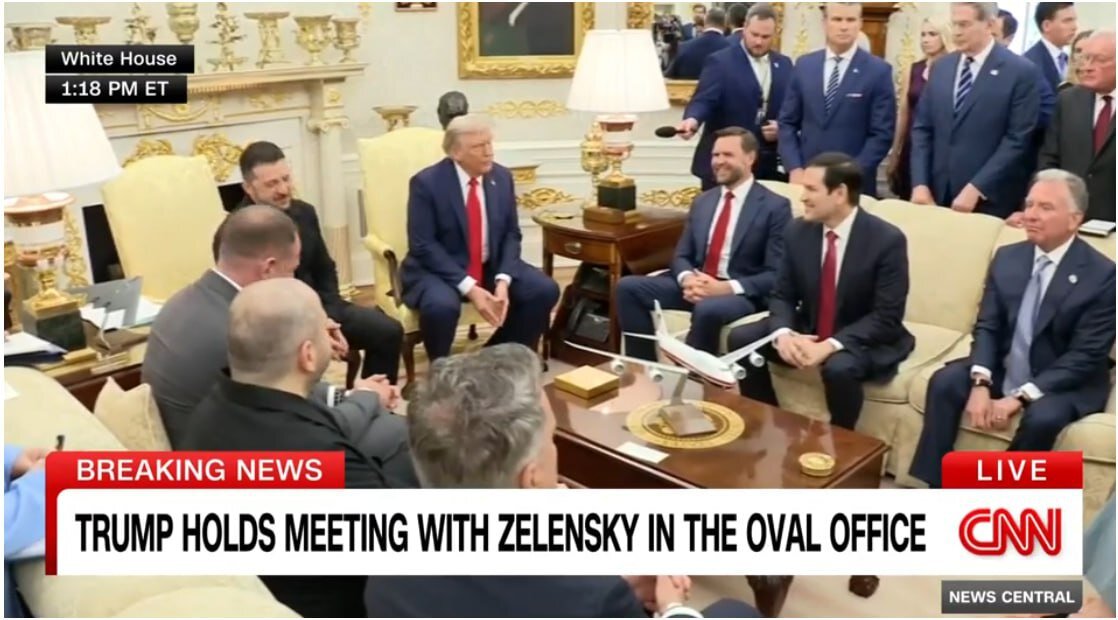 عکس | نخستین تصویر از حضور زلنسکی در در اتاق بیضی کاخ سفید پیش از شروع مذاکرات