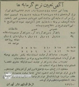قیمت حمامهای عمومی و خصوصی تهران در سال ۱۳۳۴ قیمت حمامهای عمومی و خصوصی تهران در سال ۱۳۳۴
