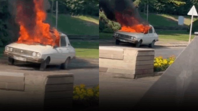 «تاکسی مرگ» مقابل پارلمان ترکیه به آتش کشیده شد/عکس