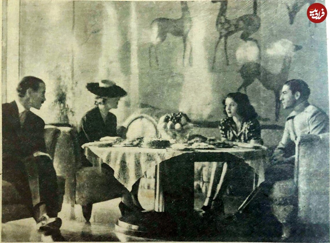 عکس | تصویری از دیدار محمدرضا پهلوی و فوزیه با سفیر مصر و همسرش در کاخ مرمر در سال ۱۳۱۸