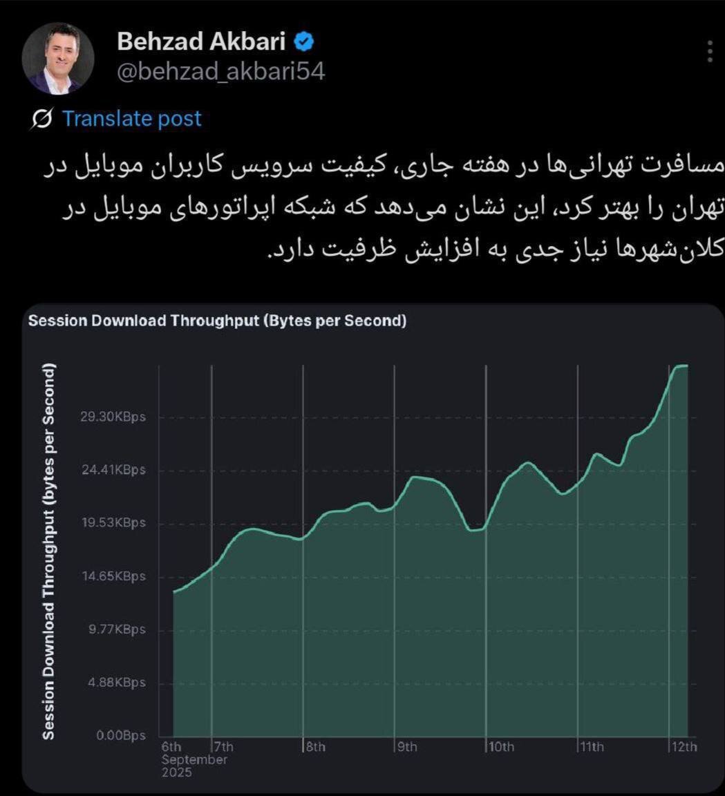 بهبود کیفیت اینترنت موبایل در تهران بهدلیل سفر شهروندان