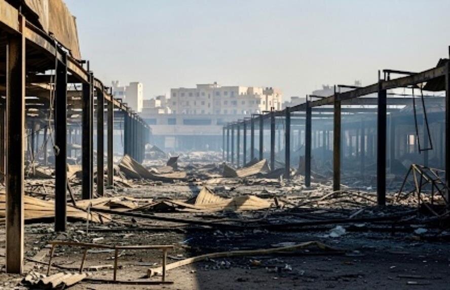 ببینید | آتش‌سوزی گسترده در شهر الکوت عراق