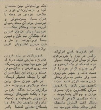 تصمیم تشکیلاتی خروسبازان تهران در نیم قرن پیش!