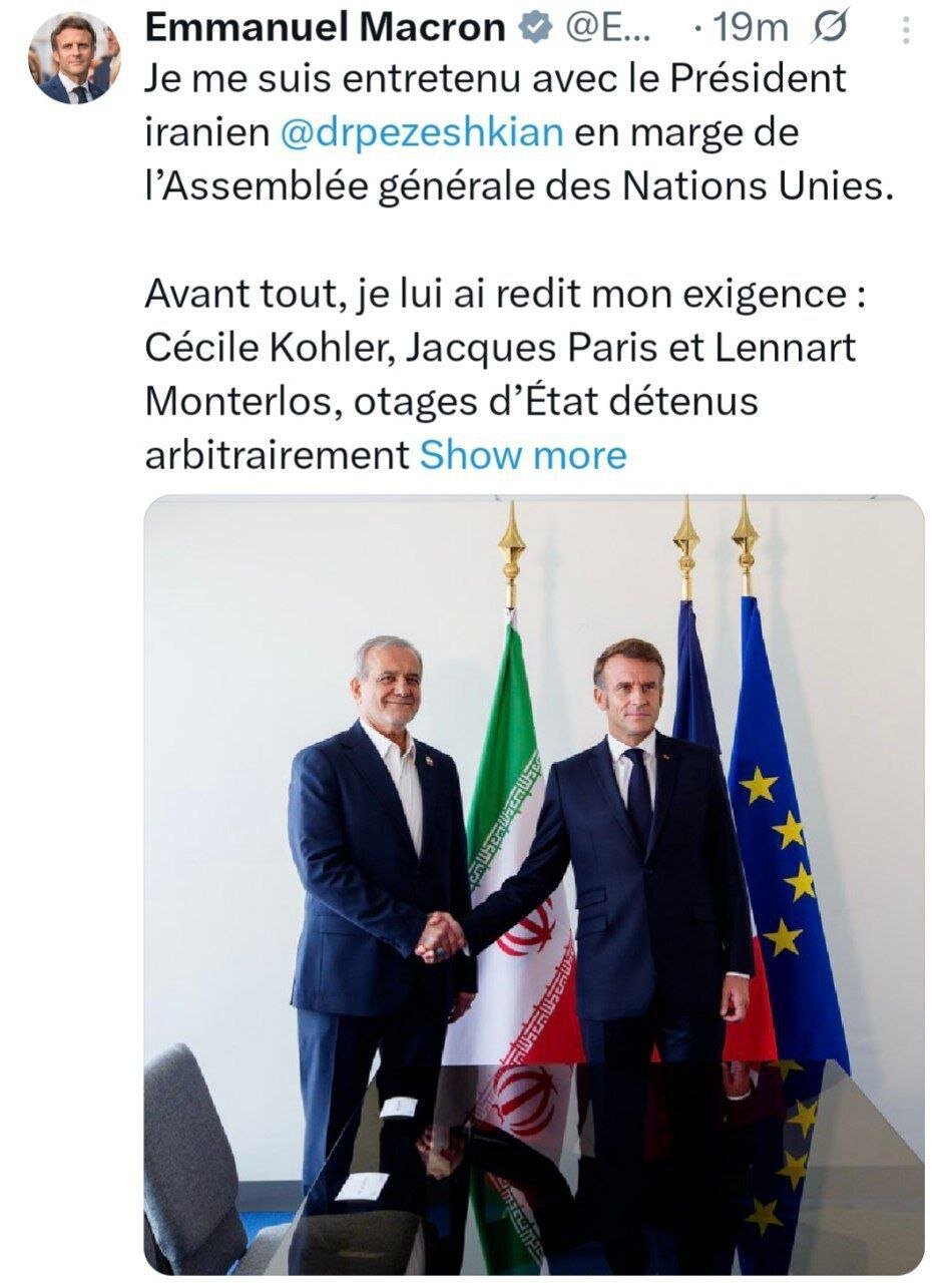 مکرون توئیت زد و پزشکیان را تگ کرد/ شرط عجیب فرانسه برای ادامه برجام + عکس