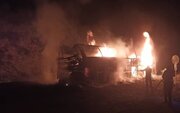 جزییات آتش سوزی اتوبوس مسافربری در جاده جیرفت