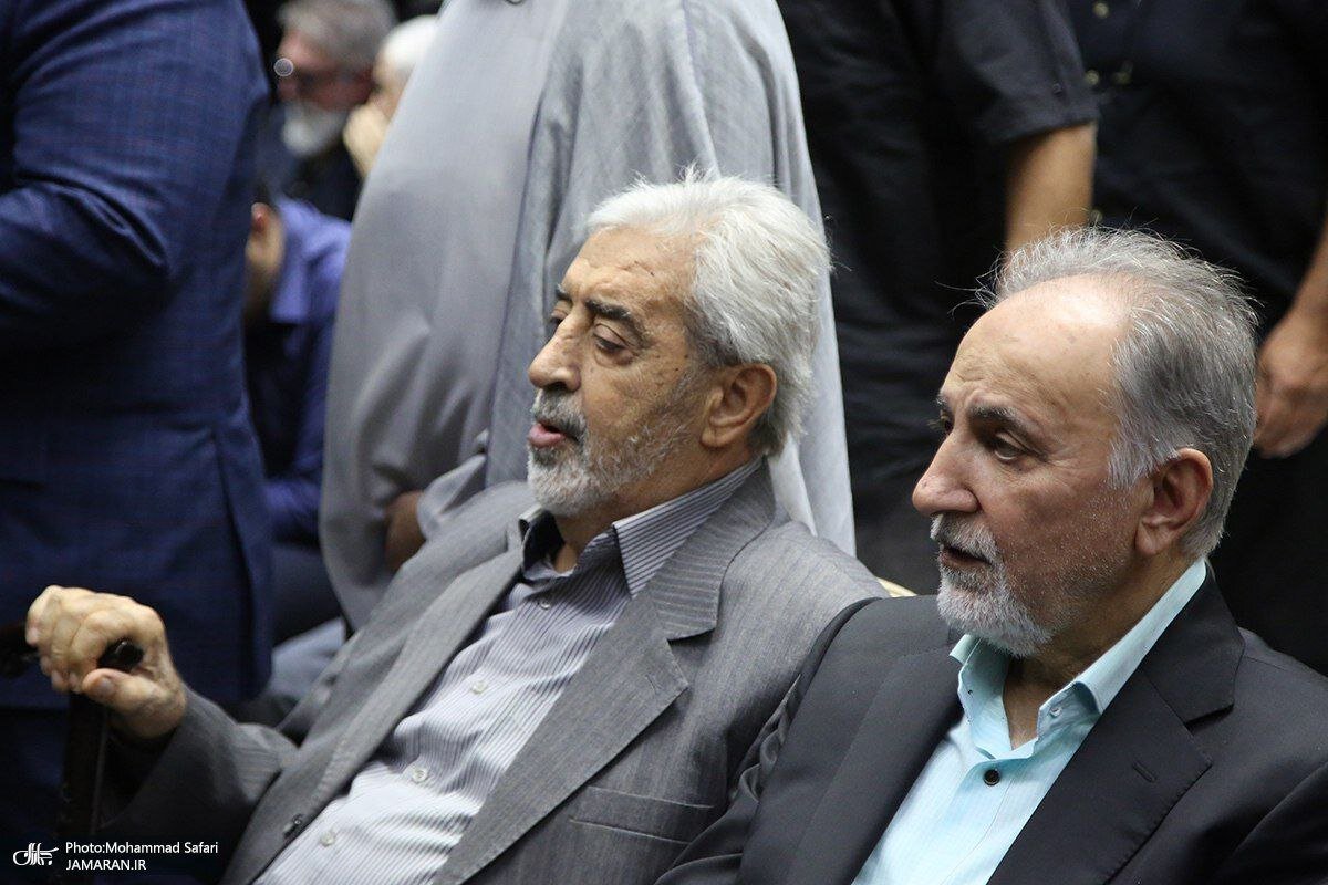 محمدعلی نجفی در مراسم ختم مادر حداد عادل + تصویر