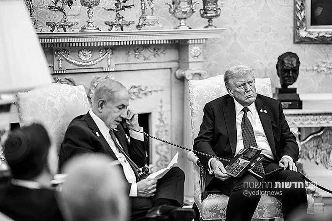 عکس | لحظه عذرخواهی نتانیاهو از قطر در کاخ سفید کنار ترامپ