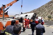 ببینید | اولین تصاویر از سقوط مرگبار اتوبوس در جاده دماوند- فیروزکوه
