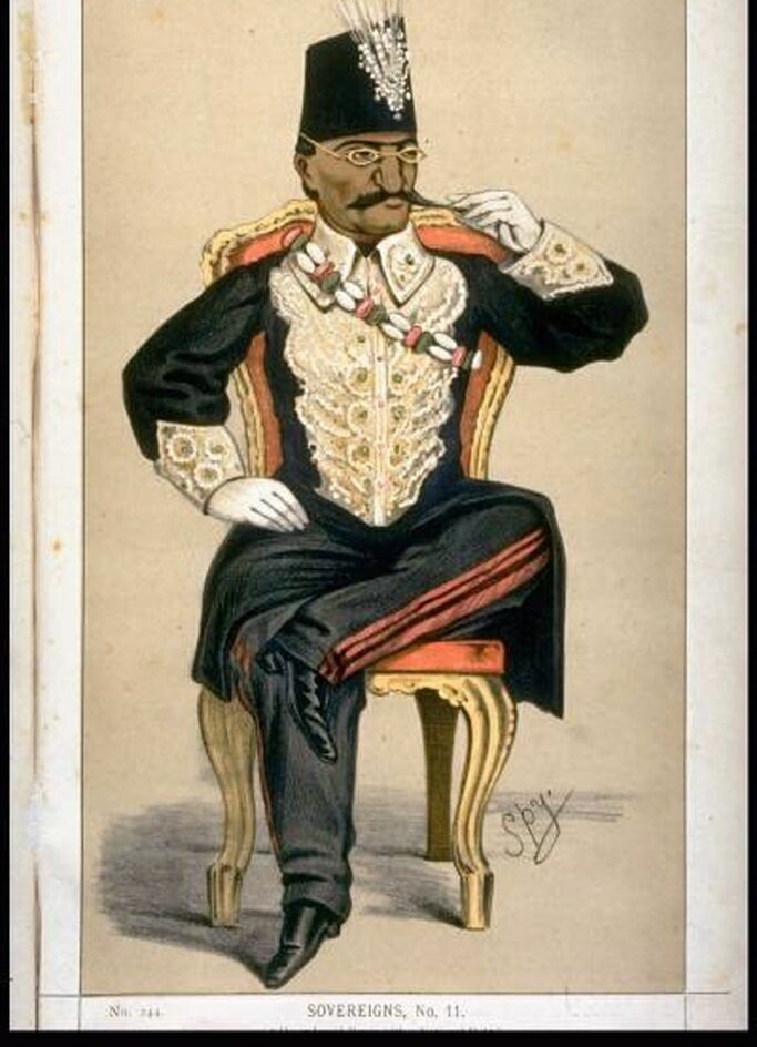 کاریکاتور ناصرالدینشاه در یک مجله انگلیسی