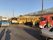 ببینید | مصدومیت ۲۶ نفر به دلیل برخورد دو اتوبوس در جاده مخصوص کرج