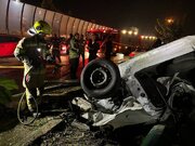 ببینید | واژگونی مرگبار خودروی پژو ۲۰۶ در بزرگراه حکیم تهران