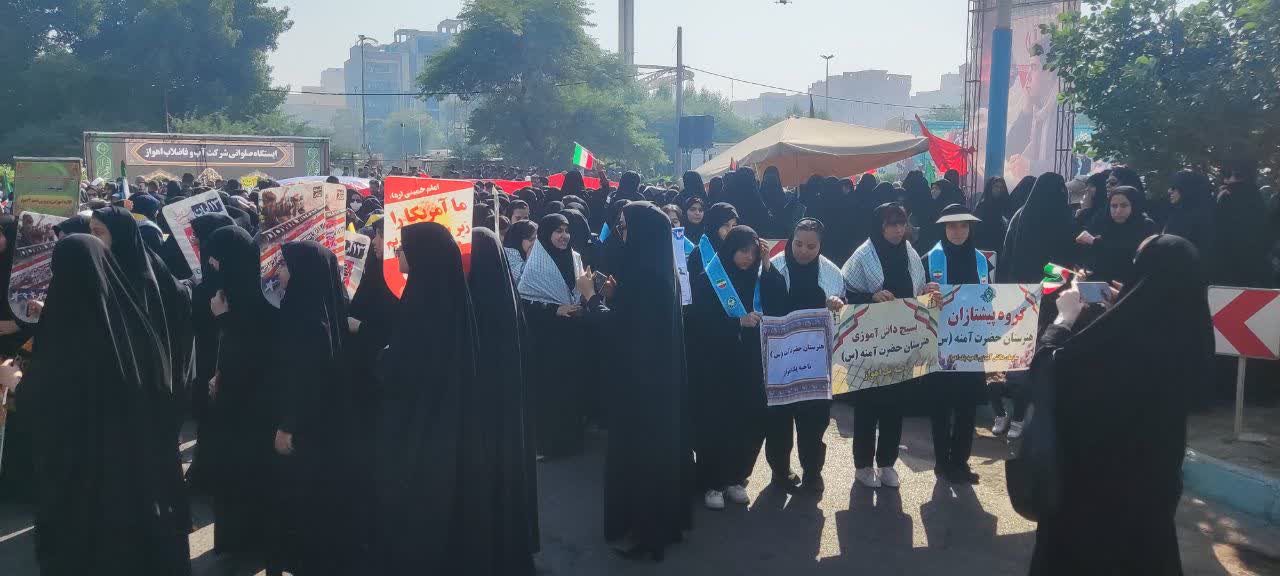 همگامی مردم و مسئولان خوزستان در یومالله ۱۳ آبان؛ تجدید میثاق با آرمانهای انقلاب