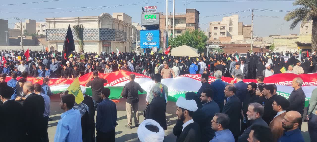 همگامی مردم و مسئولان خوزستان در یوم‌الله ۱۳ آبان؛ تجدید میثاق با آرمان‌های انقلاب