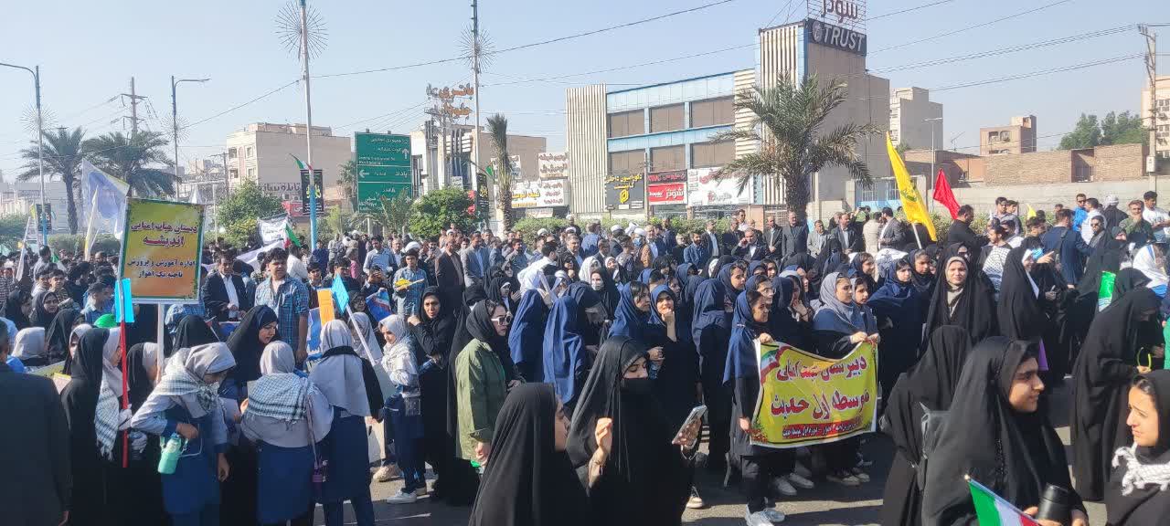 همگامی مردم و مسئولان خوزستان در یومالله ۱۳ آبان؛ تجدید میثاق با آرمانهای انقلاب