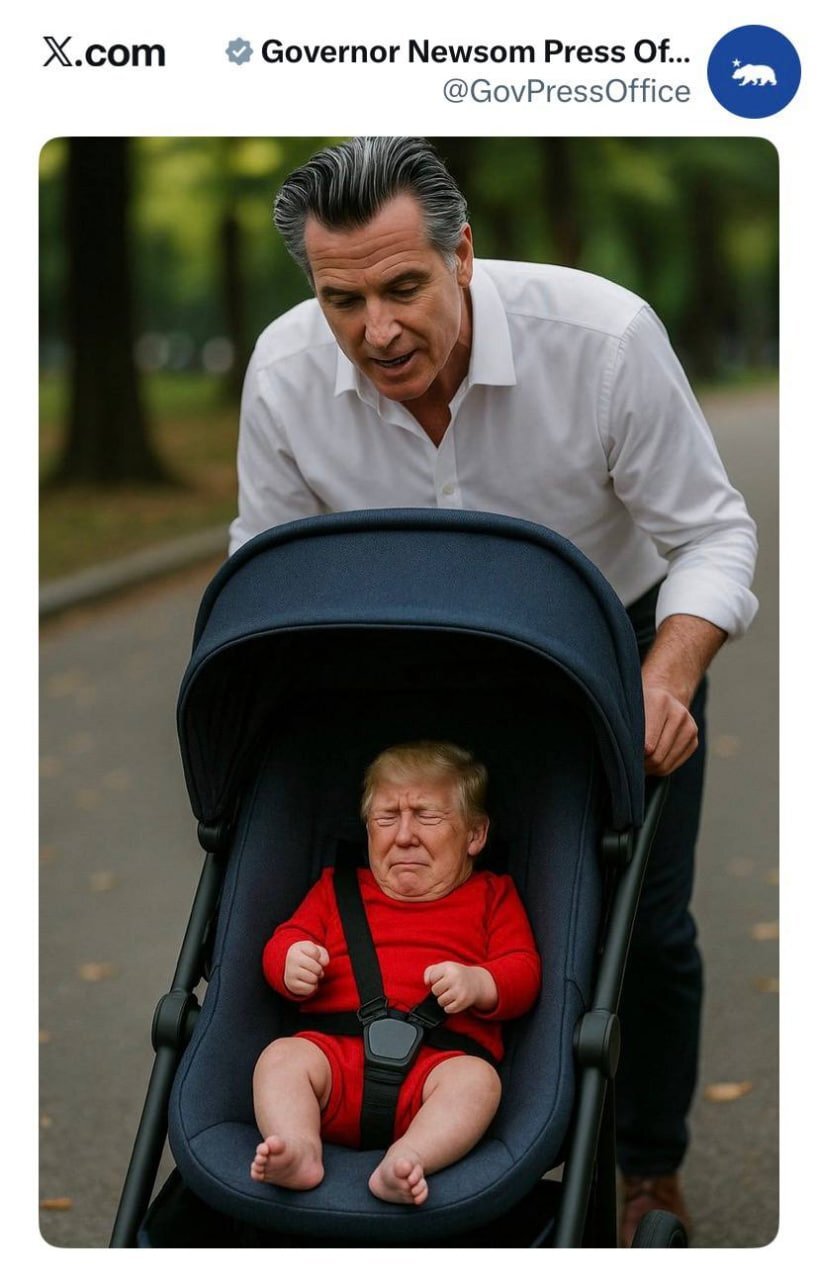 فرماندار کالیفرنیا با انتشار این تصویر ترامپ را به باد تمسخر گرفت/ عکس