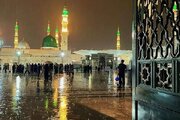 ببینید | مدینه منوره بارانی شد