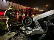 ببینید | اولین تصاویر از تصادف سنگین پژو ۲۰۶ در بزرگراه یادگار امام