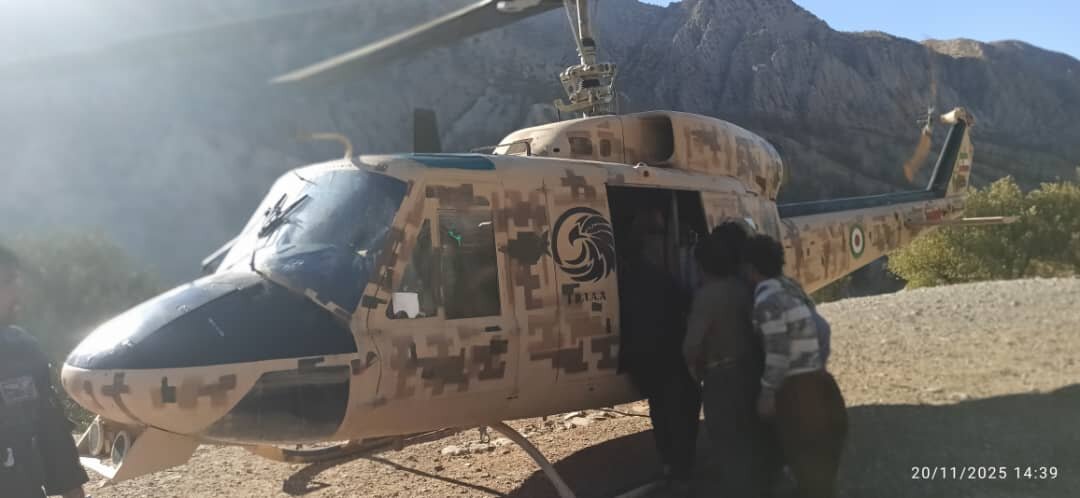 نجات جان یک شهروند از اعماق کوهستان‌های اندیکا با بالگرد اورژانس هوایی مسجدسلیمان