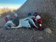 پراید از بالای پل سقوط کرد و له شد/ عکس