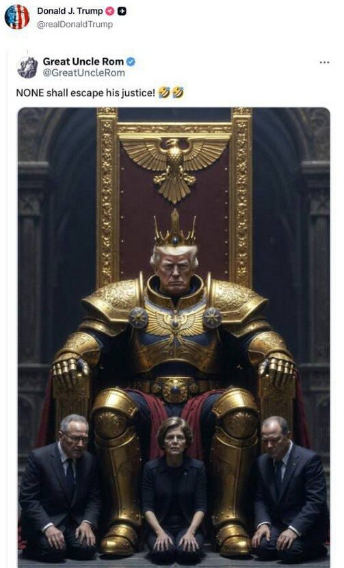 ترامپ زره جنگ پوشید!/ عکس