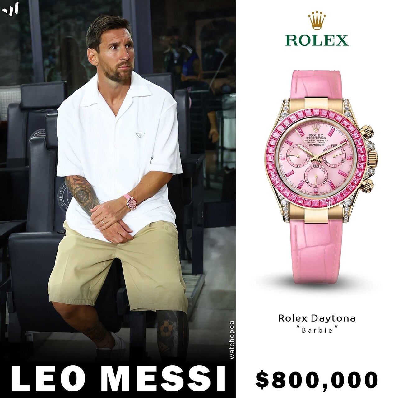 عکس | ساعت ۹۲ میلیارد تومانی لیونل مسی با یک رنگ خاص!