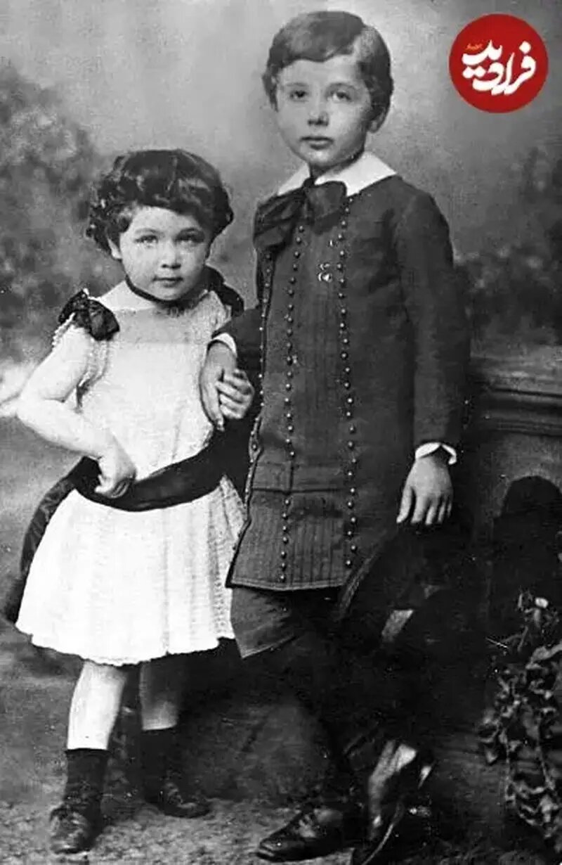 عکس/ آلبرت اینشتین در ۶ سالگی و در کنار خواهرش ماریا؛ سال ۱۲۶۳