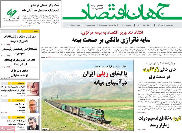 صفحه اول روزنامه های 4شنبه 12 آذر 1404 2