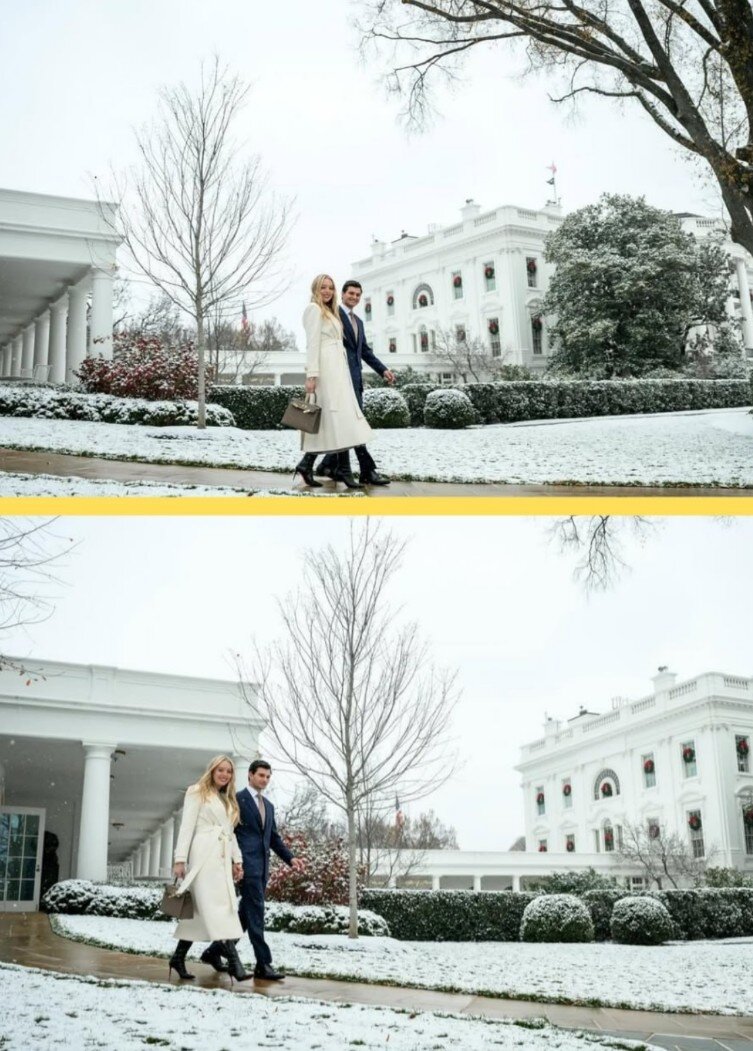عکس‌های کریسمسی تیفانی ترامپ و همسرش در کاخ سفید