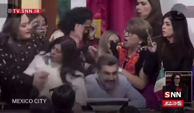 ببینید | دعوای فیزیکی زنان بر سر بودجه در کنگره مکزیکوسیتی