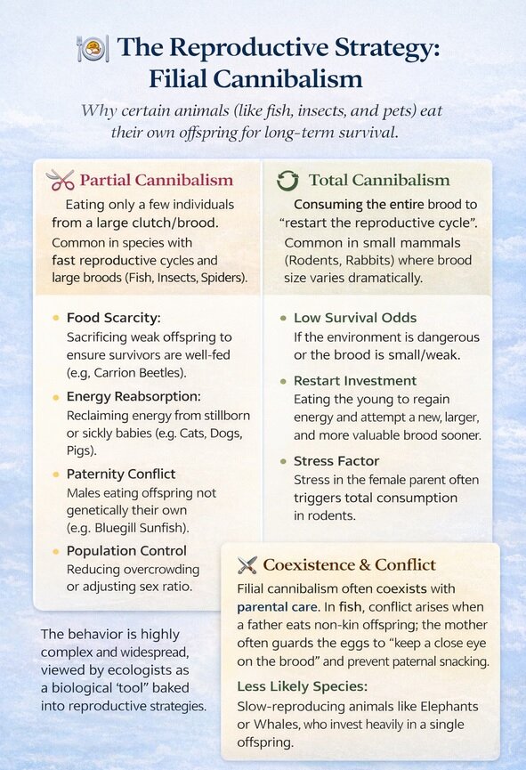 چرا سگها، گربهها و ماهیها فرزندان خود را میخورند؟