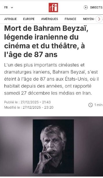 بازتاب درگذشت بهرام بیضایی در رسانههای خارجی از هالیوود ریپورتر تا لوموند