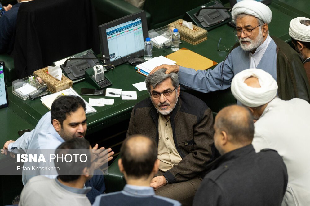 تصاویری از حرکات عجیب برخی نمایندگان در صحن مجلس/ از دستی روی سر کوچک زاده تا گعده دو نفره روی زمین!