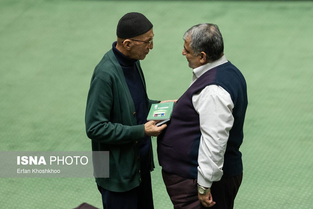 تصاویری از حرکات عجیب برخی نمایندگان در صحن مجلس/ از دستی روی سر کوچک زاده تا گعده دو نفره روی زمین!