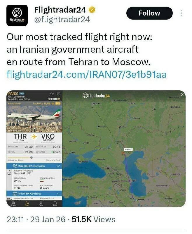 پرواز نیمه شب تهران مسکو، حامل کدام مسئول ایرانی بود؟