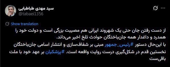 روایت معاون ارتباطات دفتر رئیس جمهور از نیت اصلی پزشکیان برای انتشار اسامی جانباختگان + عکس