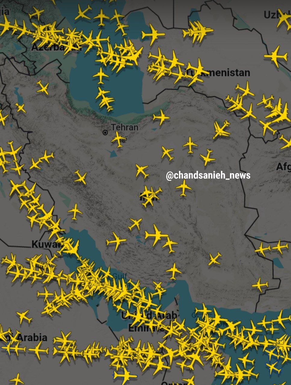 عکس | وضعیت فعلی پروازها در آسمان ایران