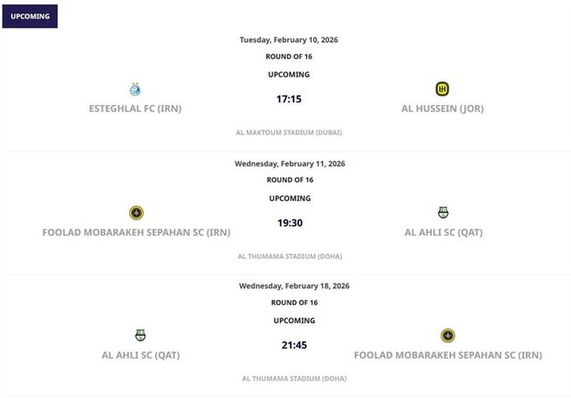 مشخص شدن ورزشگاه استقلال و سپاهان در آسیا