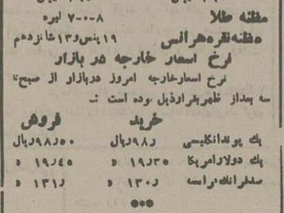 قیمت دلار و طلا و نقره در اوج قدرت رضاشاه + عکس