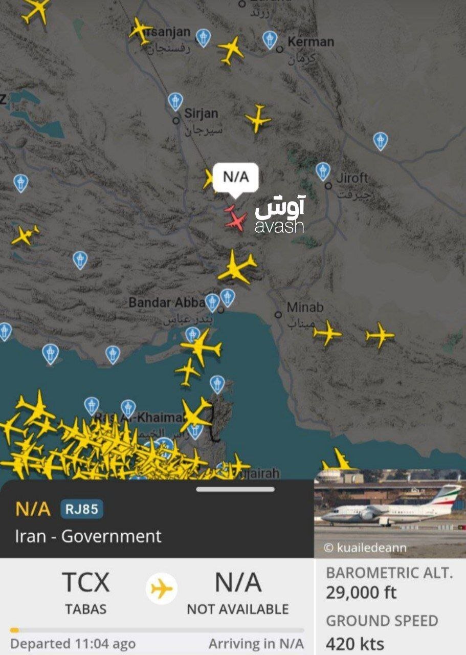 عکس | موقعیت هواپیمای عراقچی و هیات دیپلماتیک ایران که تا ساعتی دیگر به مسقط میرسد
