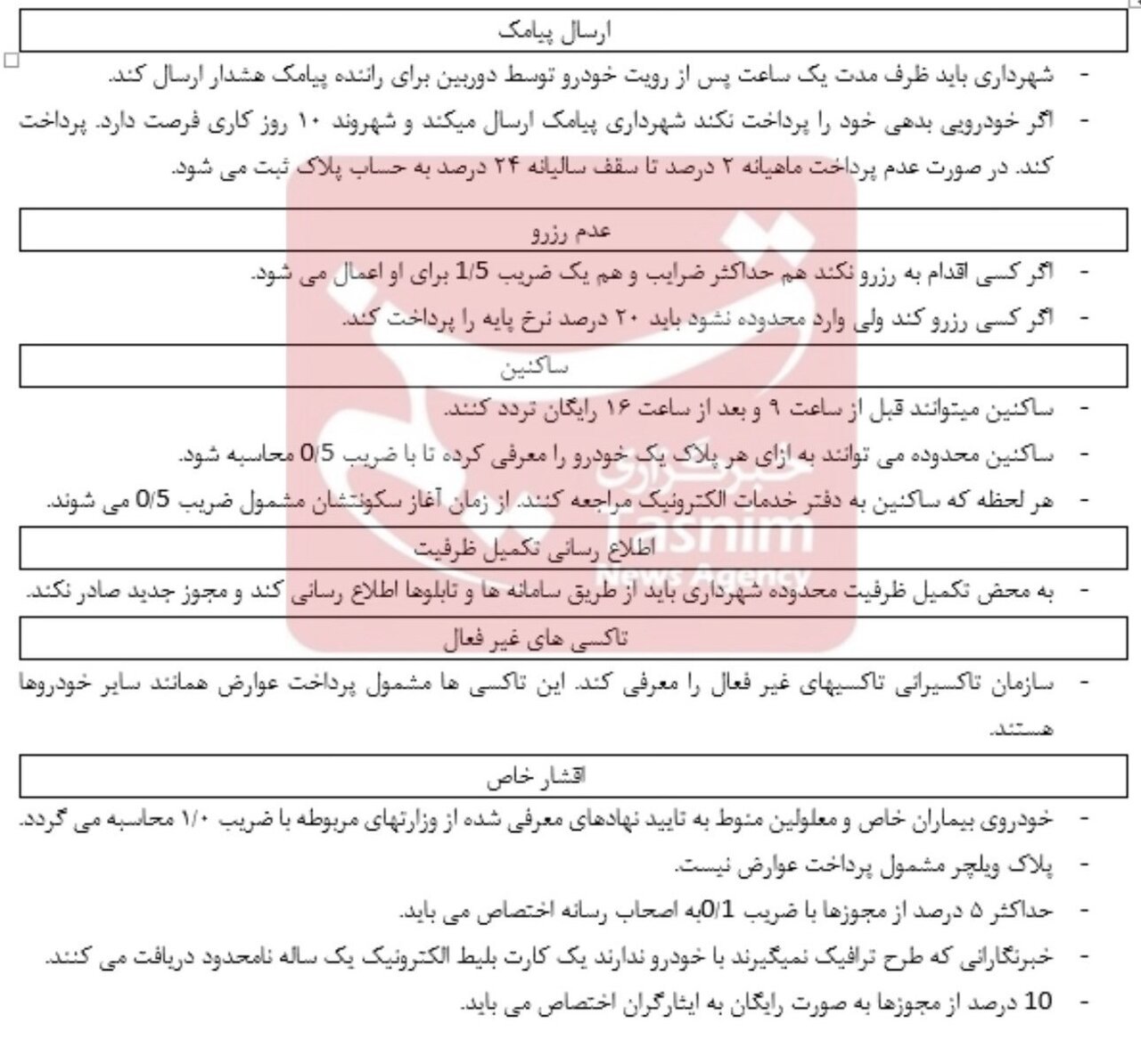 جزئیات مصوبه طرح ترافیک تهران در سال ۱۴۰۵/ جدول تعرفه‌ها