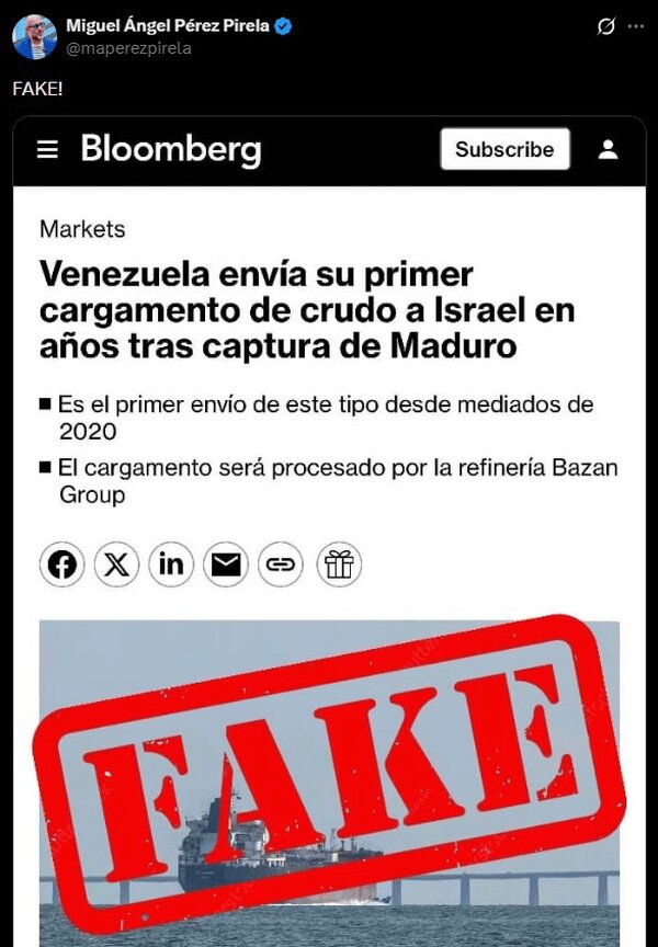 ونزوئلا فروش نفت به اسرائیل را تکذیب کرد