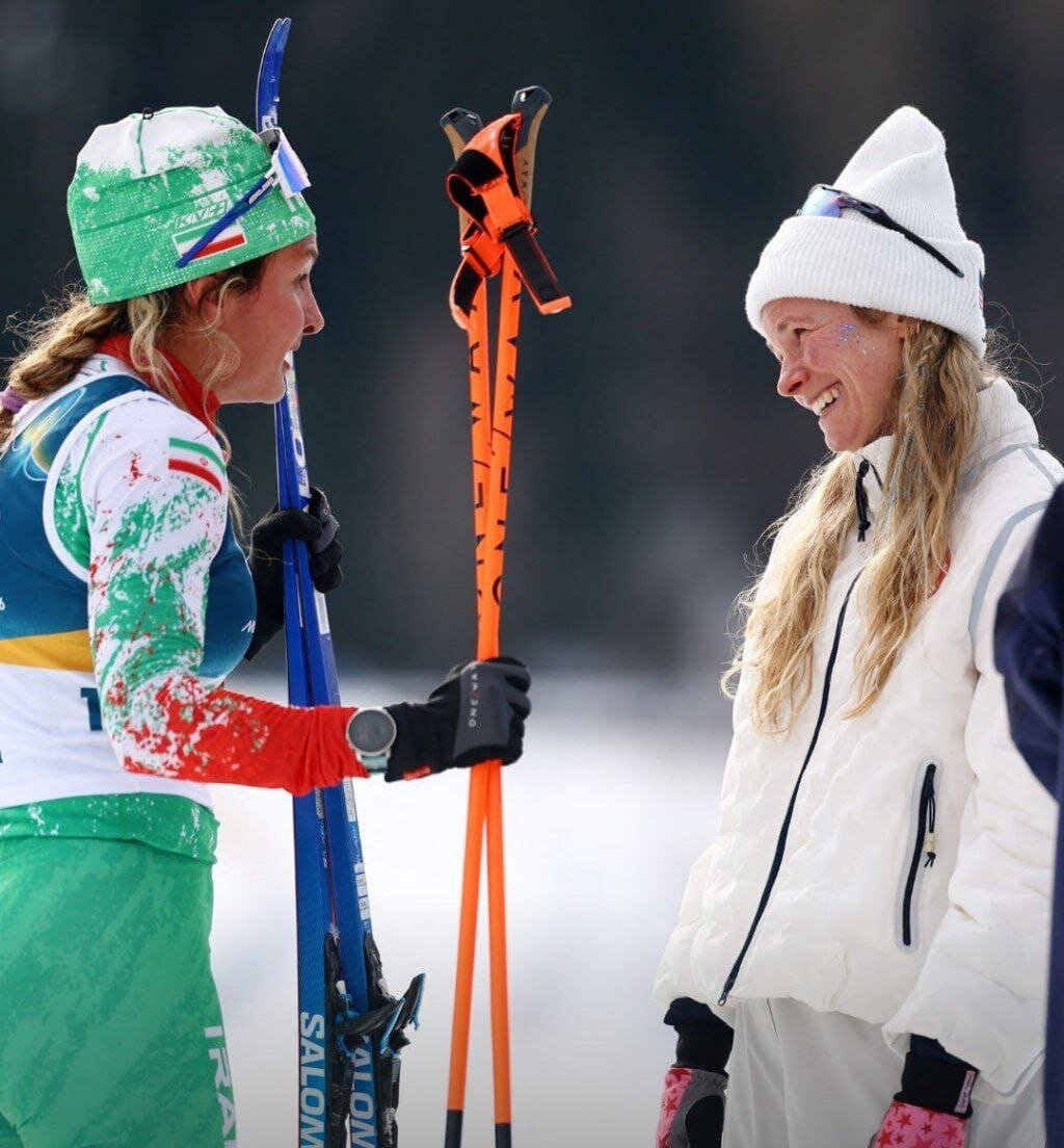 عکس | گفتوگوی اسکیبازان ایران و آمریکا در حاشیه المپیک زمستانی میلان